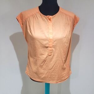OVS 100% Cotton Sleeveless Blouse with Buttons Size 6 Peach Colorful Lightweight